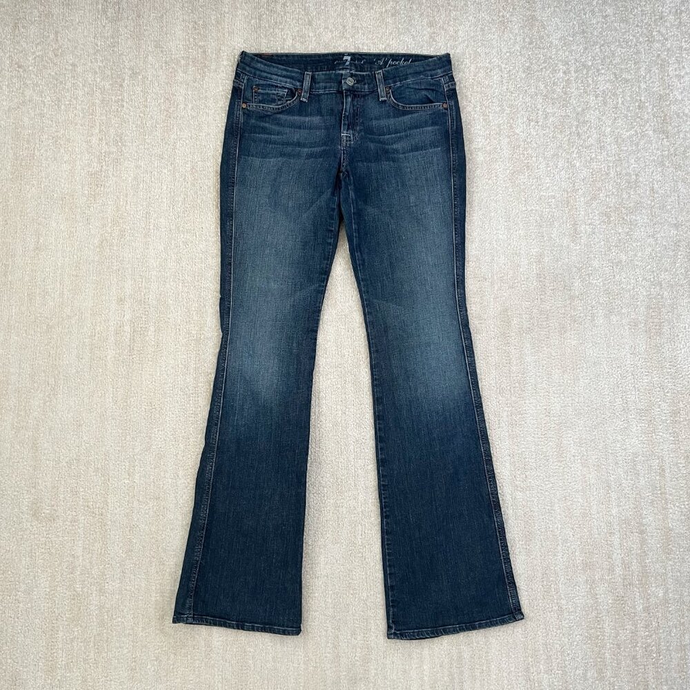 7 For All Mankind 7FAM Rhinestone Bling A Pocket Bootcut Blue Jeans 29
